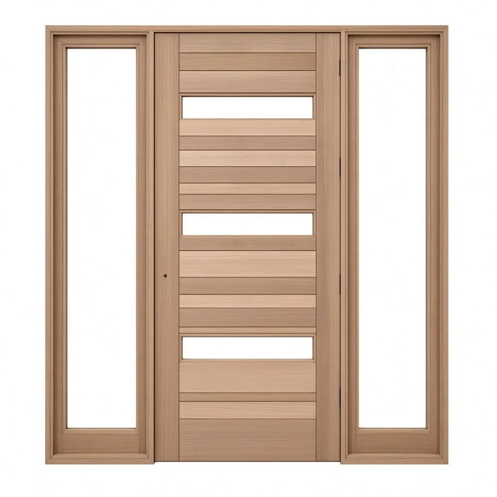 Horizontal glass entry exterior door design